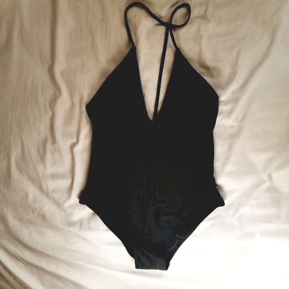 NEW Jeuvre One Piece Black Pluge Back Swimsuit